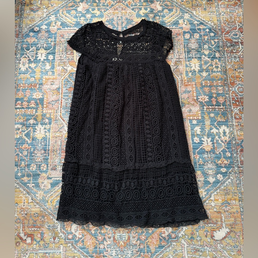 Anthropologie Maeve Black Lace Dress